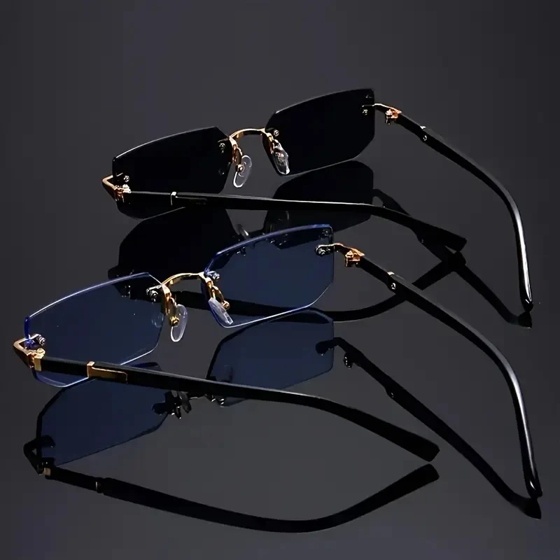 مجموعة نظارات عصرية مكونة من قطعتين، مجموعة نظارات عصرية للزوجين بدون إطار، مناسبة للتصوير الفوتوغرافي في الشوارع والارتداء اليومي #6