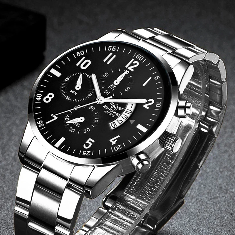 

1PC Men's Luxury Watch Fashion Business Calendar Men's Steel Belt Watch Men's Christmas Valentine's Day Gift