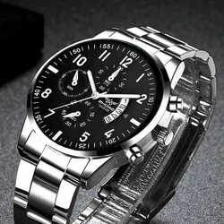 1PC Men's Luxury Watch Fashion Business Calendar Men's Steel Belt Watch Men's Christmas Valentine's Day Gift