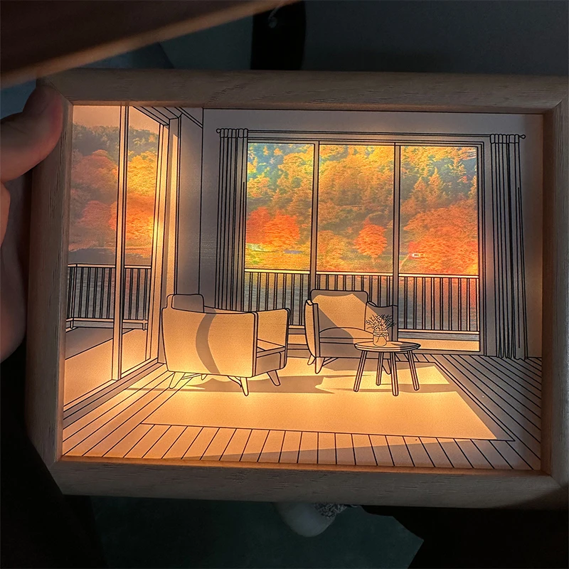 INS LED Decorative Light Painting Bedside Picture Japan Anime Style Creative Modern Simulate Sunshine Drawing Night Light Gift