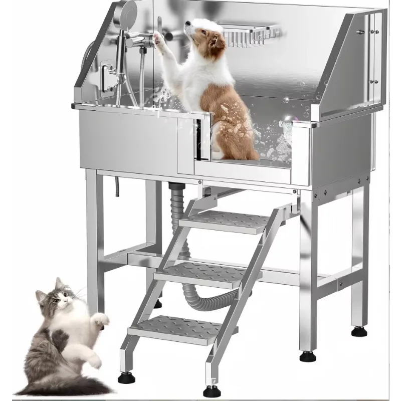 2026 Customizable Stainless Steel Pet Bathing Pool Eco-Friendly Dog & Cat Basin Bathtub For Pet Shops