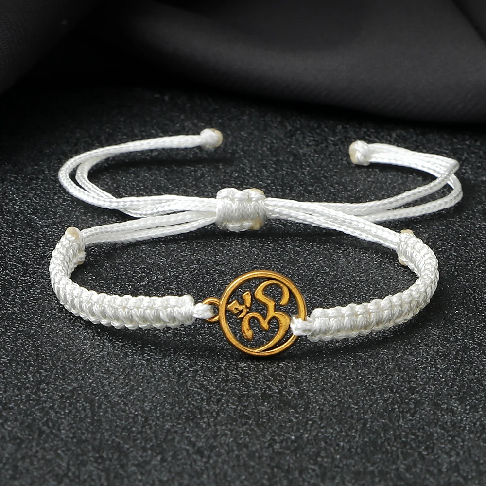 Handmade Braid Bracelets & Bangles OM Symbol Buddhist Prayer Wristband For Women Men Meditation Bracelet Friendship Jewelry Gift