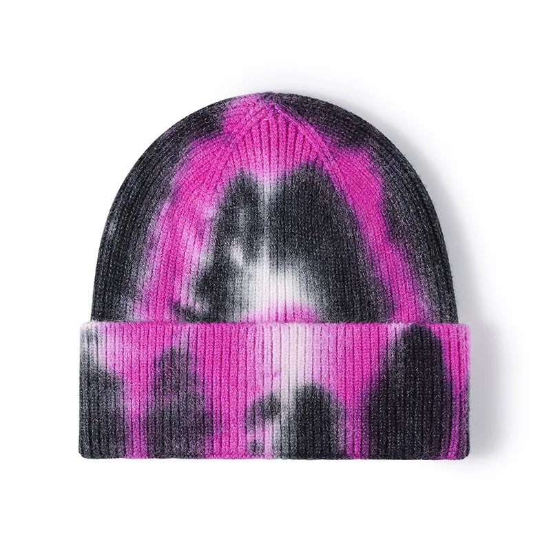 Tie-dye Autumn and Winter Street Hip-hop Knitted Hat Men's Personality Flanged Women's Pullover Hat Warm Thickened Wool Hat