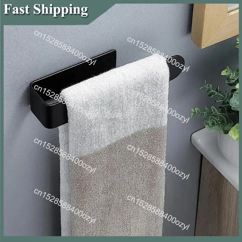 August U Shape Bathroom Acrylic Towel Bar Hand Towel Holder, Self Adhesive Towel Rack For Bathroom Wall Mounted Easy Install Bla