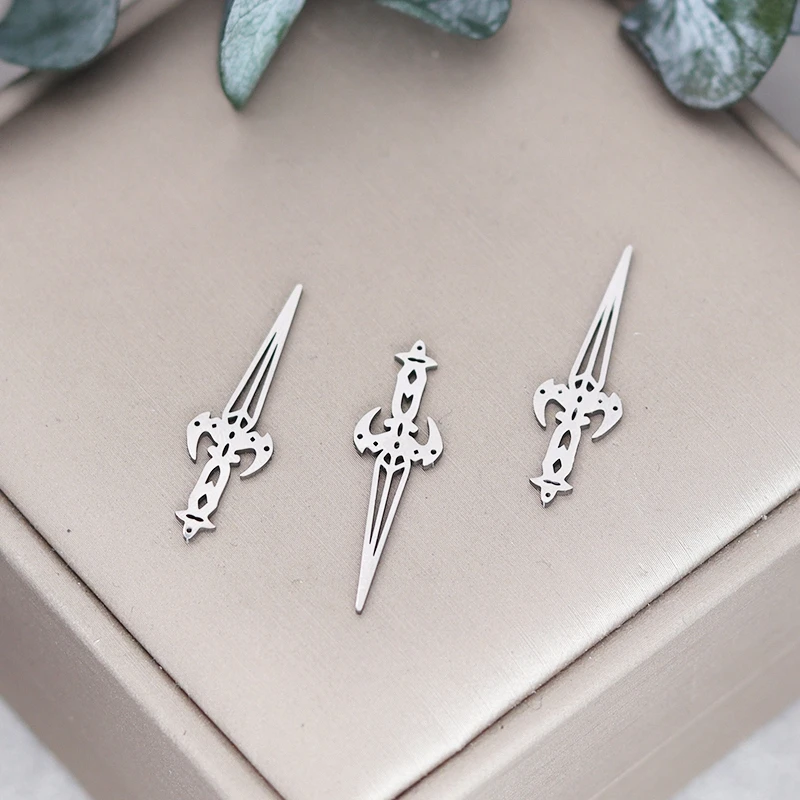 3pcs Metal Small Dagger Sword Charms Pendant DIY Handmade Gothic Necklace Earrings Bracelet Accessories