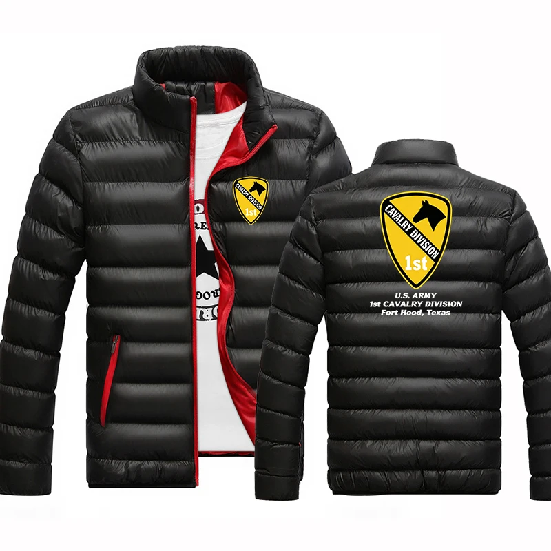 US Army 1st Cavalry Division Veteran Men's Autumn Winter Cotton Hoodie Resistant Mountaineering Jacket Multi Functional Casual