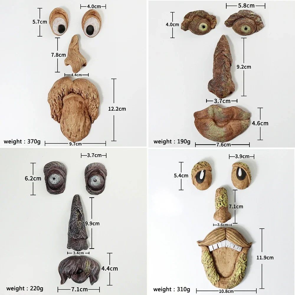 Pohon orang tua Hugger taman Peeker halaman seni luar ruangan pohon lucu pria tua wajah patung burung putih dekorasi taman wajah pohon
