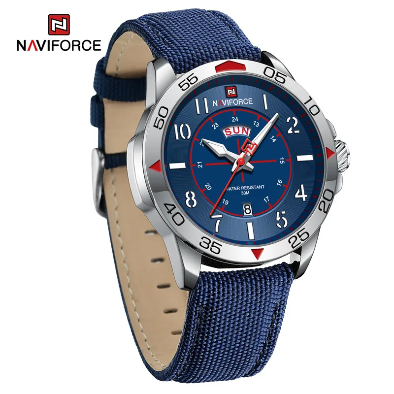 NAVIFORCE Fashion Watches for Men Luxury High Quality Nylon Strap Water Resistant Sport Quartz Luminous Wristwatch Male Clock