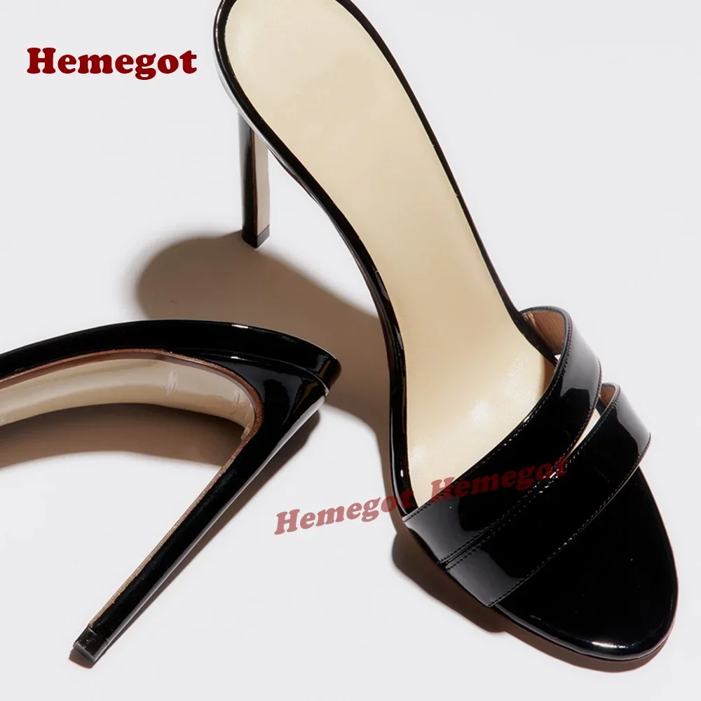 Gold Snakeskin Stiletto Slippers Open Toe Cut Out Glossy Slip On Women's Slippers 2025 New Thin Heels Elegant Casual Shoes Sexy