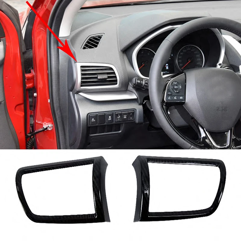 

For Mitsubishi Eclipse Cross 2017 2018 2019 Car Inner Carbon Front side Air conditioning Outlet Vent Cover Trim Sticker 2pcs