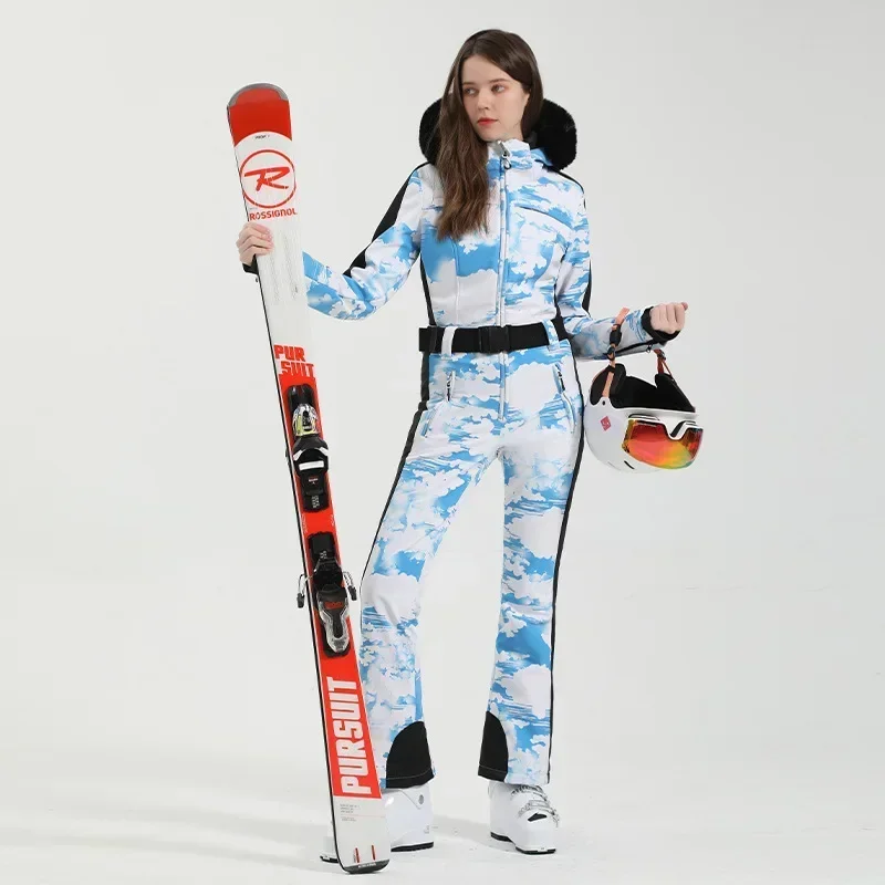 Snowboarding Jumpsuits One-Piece Ski Suit Women 2025 New Body-Fitting Insulation Outdoor Sport Snow Skiing Set Winter Clothing