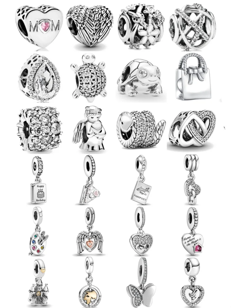 2025.925 قلب فضي، سلحفاة، حقيبة ظهر خرز على شكل فراشة مناسبة لسوار أوروبي أصلي مجوهرات رائعة ذاتية الصنع #2