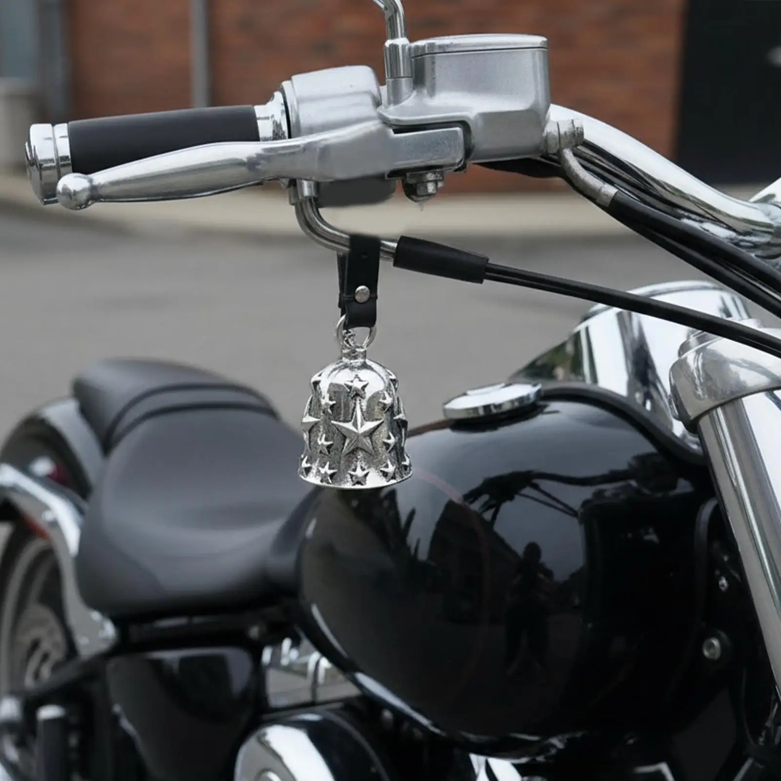 Cloche de moto en alliage d'étoile en relief, pendentif de cloche de moto, porte-clés, cloche porte-bonheur suspendue ornementale