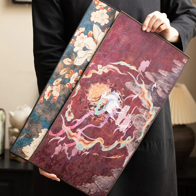 New Chinoiserie Tea Mat Imitation Leather Waterproof Durable Jacquard Fabric Double-sided Dry Brewing Tea Table Mat Cloth Mat