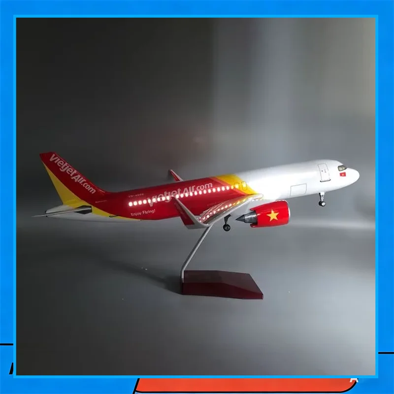

Vietjet Air A320 Aircraft Model 47cm Static Simulation Civil Airplane With Led Lights And Wheels Scale Aviation Model Desktop Or