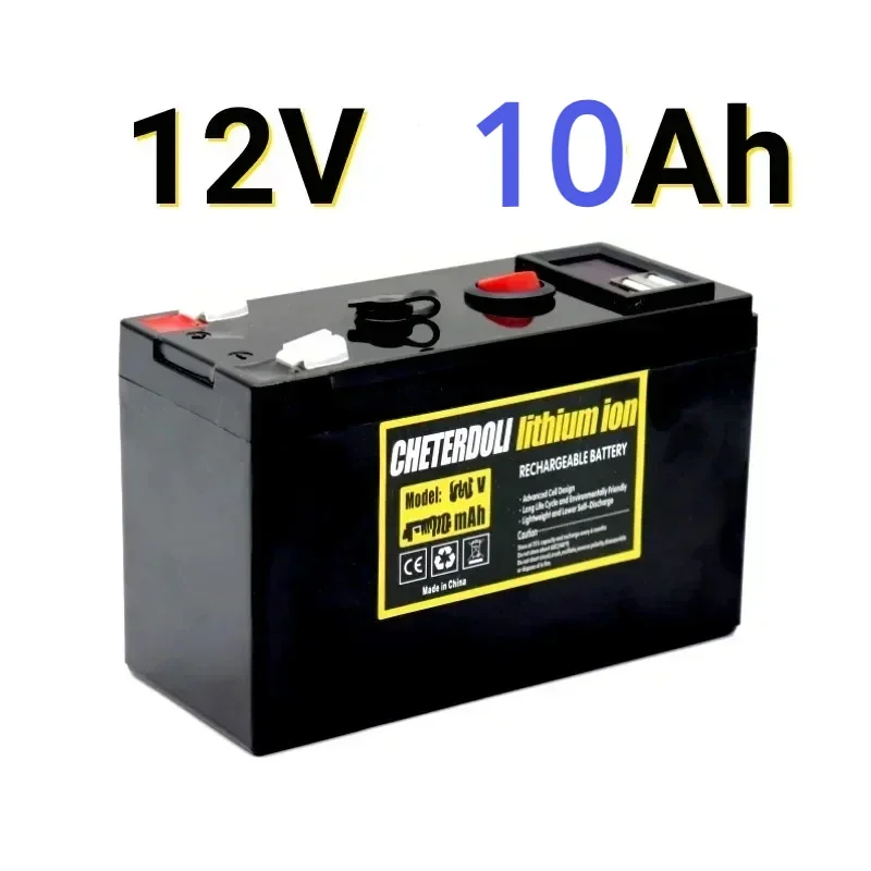 12V Battery 10Ah 18650 Lithium Battery Pack Rechargeable Battery for Solar Energy Electric Vehicle Battery+12.6v3A Charger