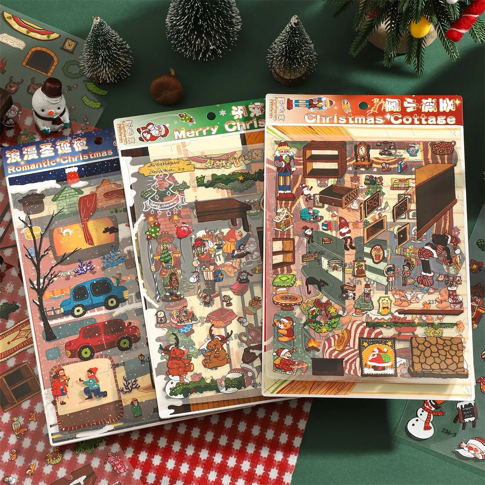 

Kawaii 3D мультфильм миниатюрная сцена фестиваль специальные пейзажные наклейки DIY ручные сложенные наклейки для скрапбукинга детский праздничный подарок