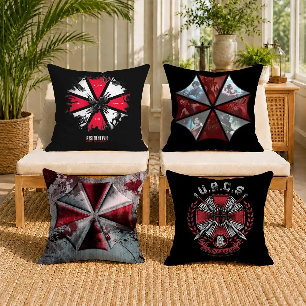 R-Resident E-Evil Game Cushion Cover Soft Short Plush Double-Sided Print Throw Pillow Case Home Decor Gift