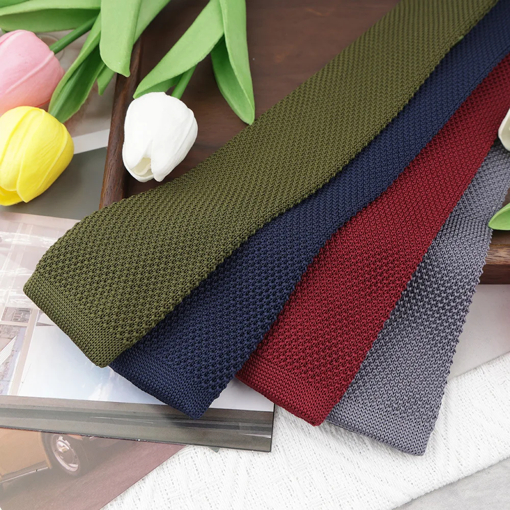 Classic Knitted Neck Ties For Men Women 6cm Soft Narrow Green Navy Neckties Casual Shirt Daily Wear Suit Accessories Cravat Gift