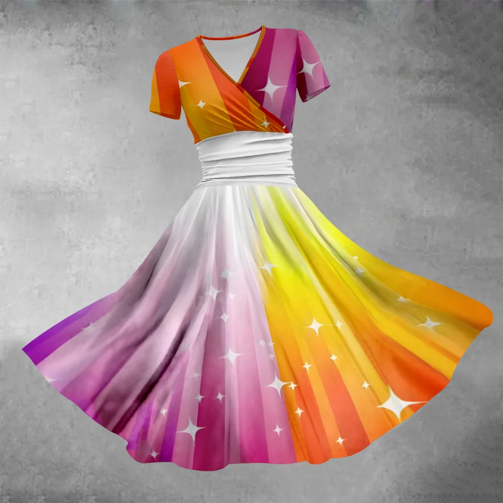 

Summer Dress 2024 Colorful Tie-Dye Dress Fashion Women Luxury Stylish Evening Dresses Party Girl Oversize Vestido Elegant Robes