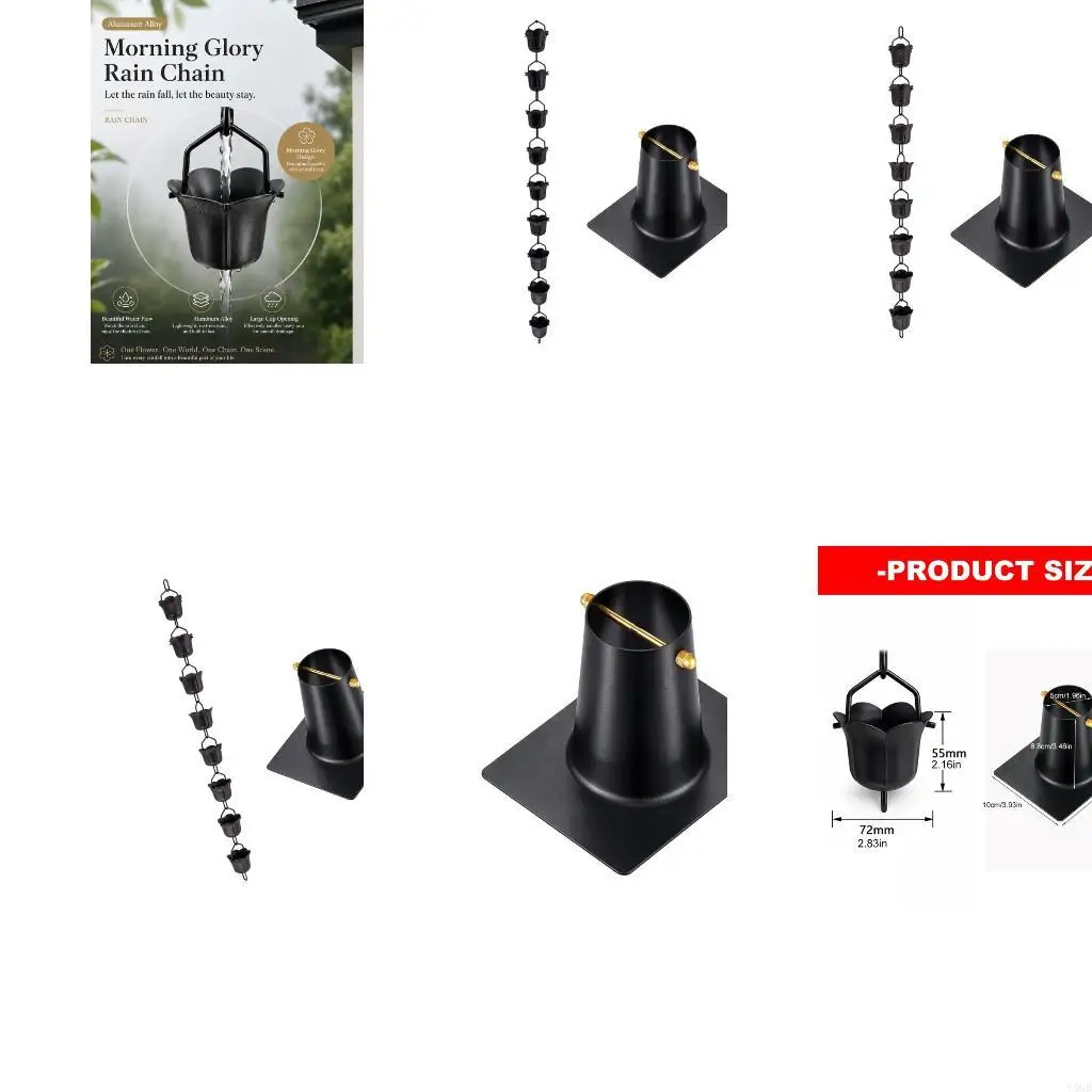 Flower Cup Rain Chain for Outdoor Roof Edges, a Decorative Water Guide for Porches, Patios and Pavilion Eaves Display Y5GB