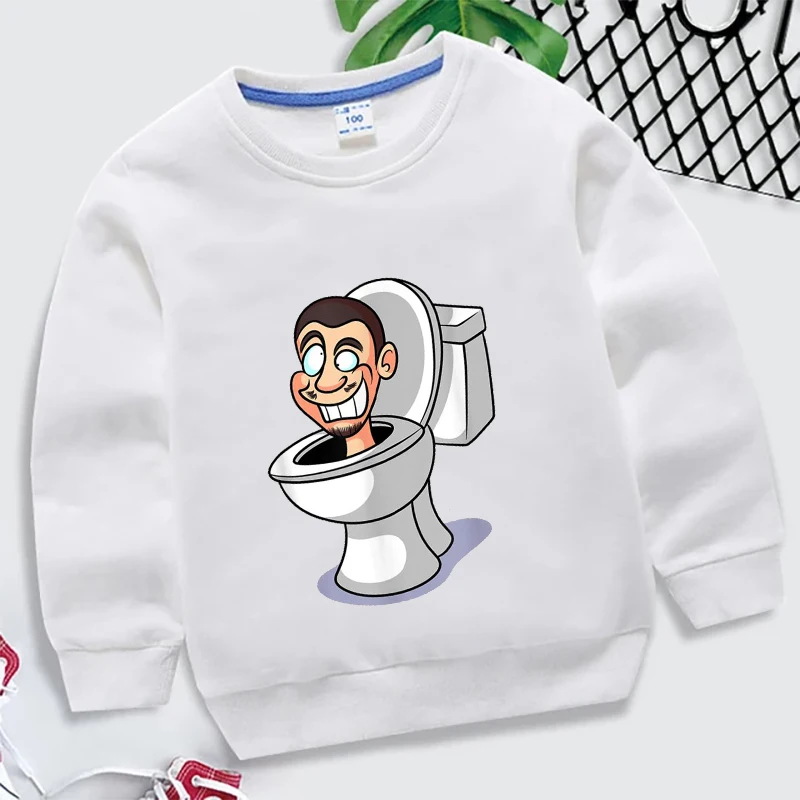 Funny Skibidi Toilet Graphic Solid Sweatshirts for Children Fashion Crewneck Sweatshirt Boys Girls Sport Tops Kids Casual Hoodie