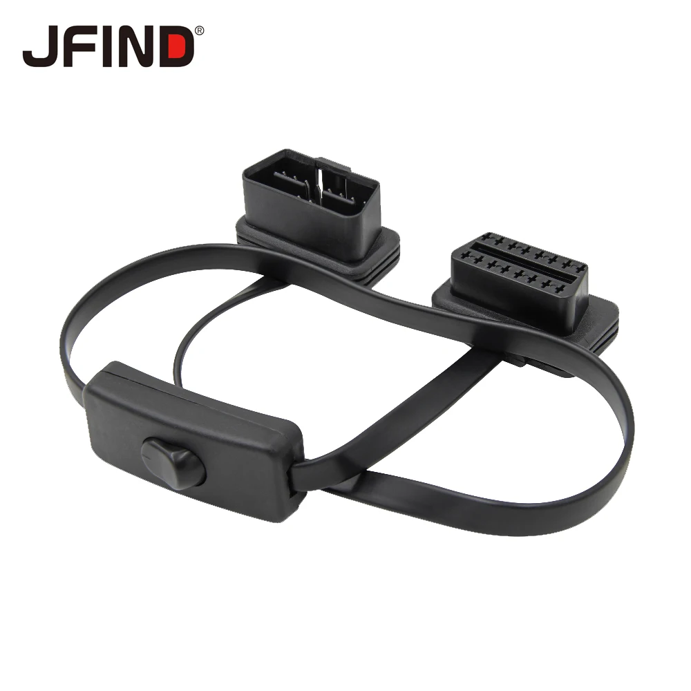Flat Thin As Noodle OBD2 16Pin Male To Female Flat Extension Cable Switch 60CM OBD Extension Cable Connector Diagnostic Tool