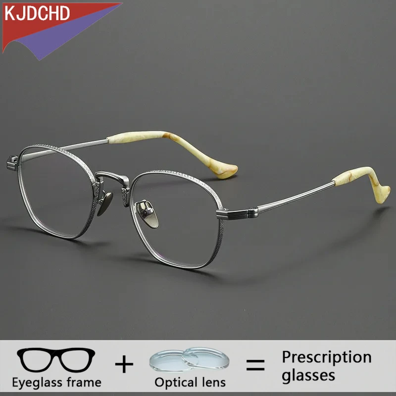 

Винтажные очки по рецепту на заказ, модные круглые очки из чистого титана, роскошные оптические очки для близорукости, оправа для мужчин и женщин