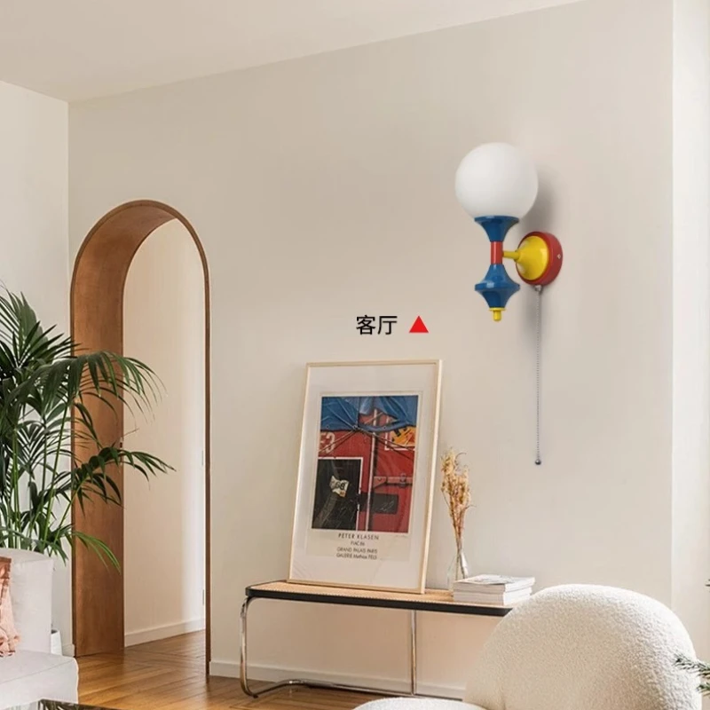 ممفيس مصابيح الحائط الملونة غرفة المعيشة حائط الخلفية الممر غرفة نوم الأطفال فندق الديكور الشمعدانات الداخلية الإنارة #4