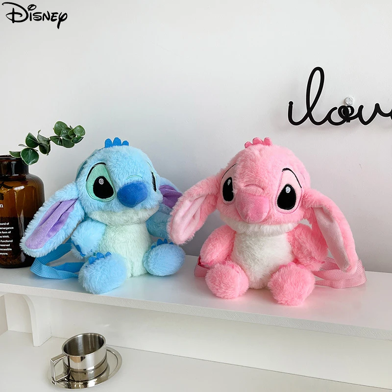 

New Disney Cartoon Plush Backpack Kawai Stitch Doll Shoulder Bag Autumn And Winter Style Children's Schoolbag Kindergarten Gifts