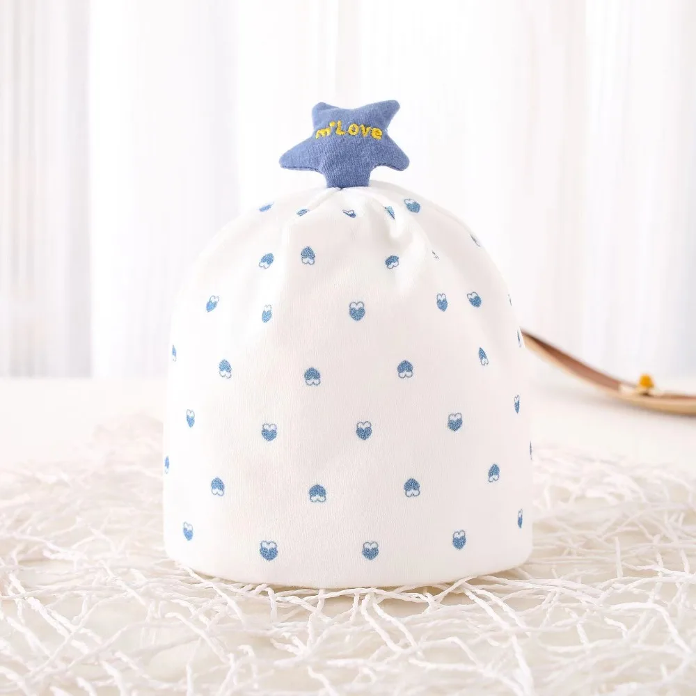 

Headwear Print Boneless Muslin Hats Cartoon Bear Cotton Newborn Hats Soft 0-3 Months Infants Beanie Cap Spring