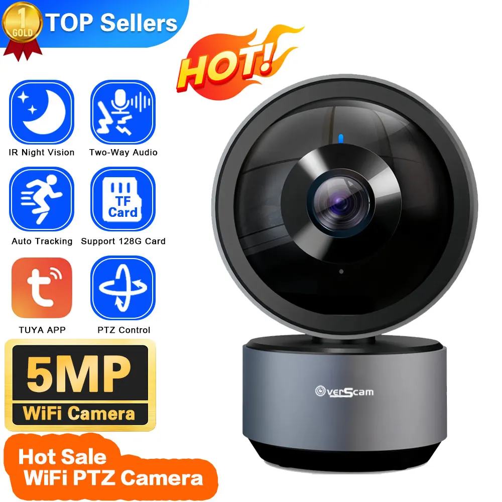 

Tuya Smart Life Camera 360 ° 5MP Wifi Monitoring Via Infrared Mobile Phone Night Vision 360°Tracking PTZ Surveillance PT Camera