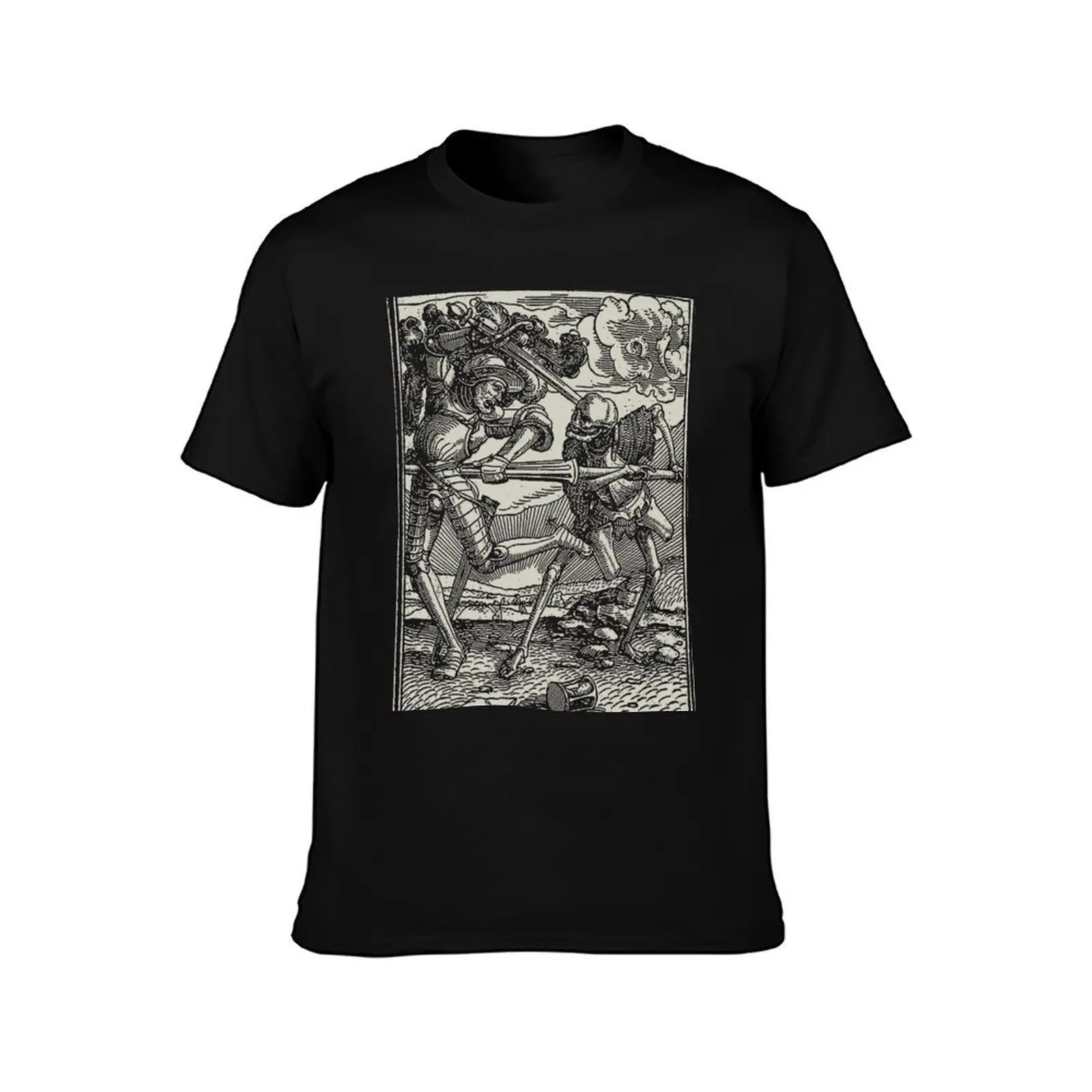 The soldier and death - danse macabre T-Shirt, Summer Casual Cotton Tee, Oversized Streetwear Tops, Vintage Graphic Print