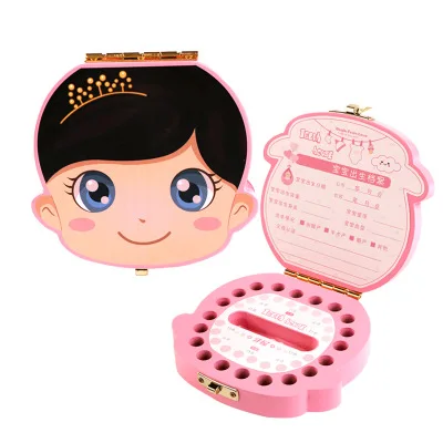 Baby Tooth Box English/Spanish/French/Russian/Italian/Dutch/Portuga Save Souvenir Case Gift Tooth Organizer for Kids