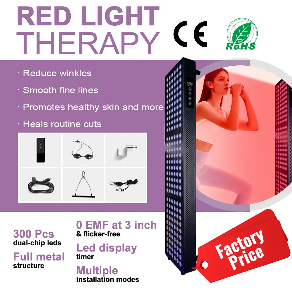 300W-1500W 630nm 660nm Red Light Therapy Panel Lamp 810nm 830nm 850nm Near Infrared Therapy Full Body Pain Relief Physiotherapy