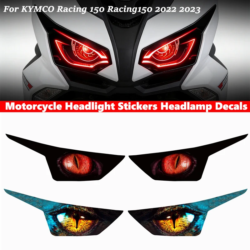 

Для Kymco Racing 150 Racing150 2022 2023: Крутые наклейки на фары мотоцикла, защитные декоративные наклейки для фар, аксессуары