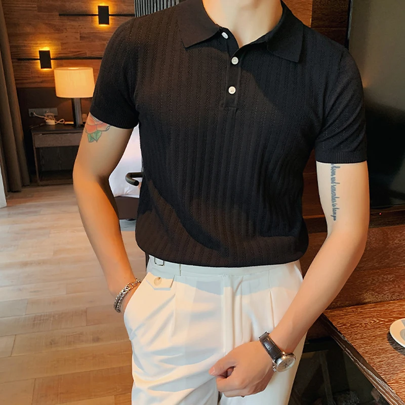 Smart Casual Solid Color Turn-down Collar Polos Spring Summer Simplicity Retro Comfortable Tops Slim 2024 Men\'s Clothing