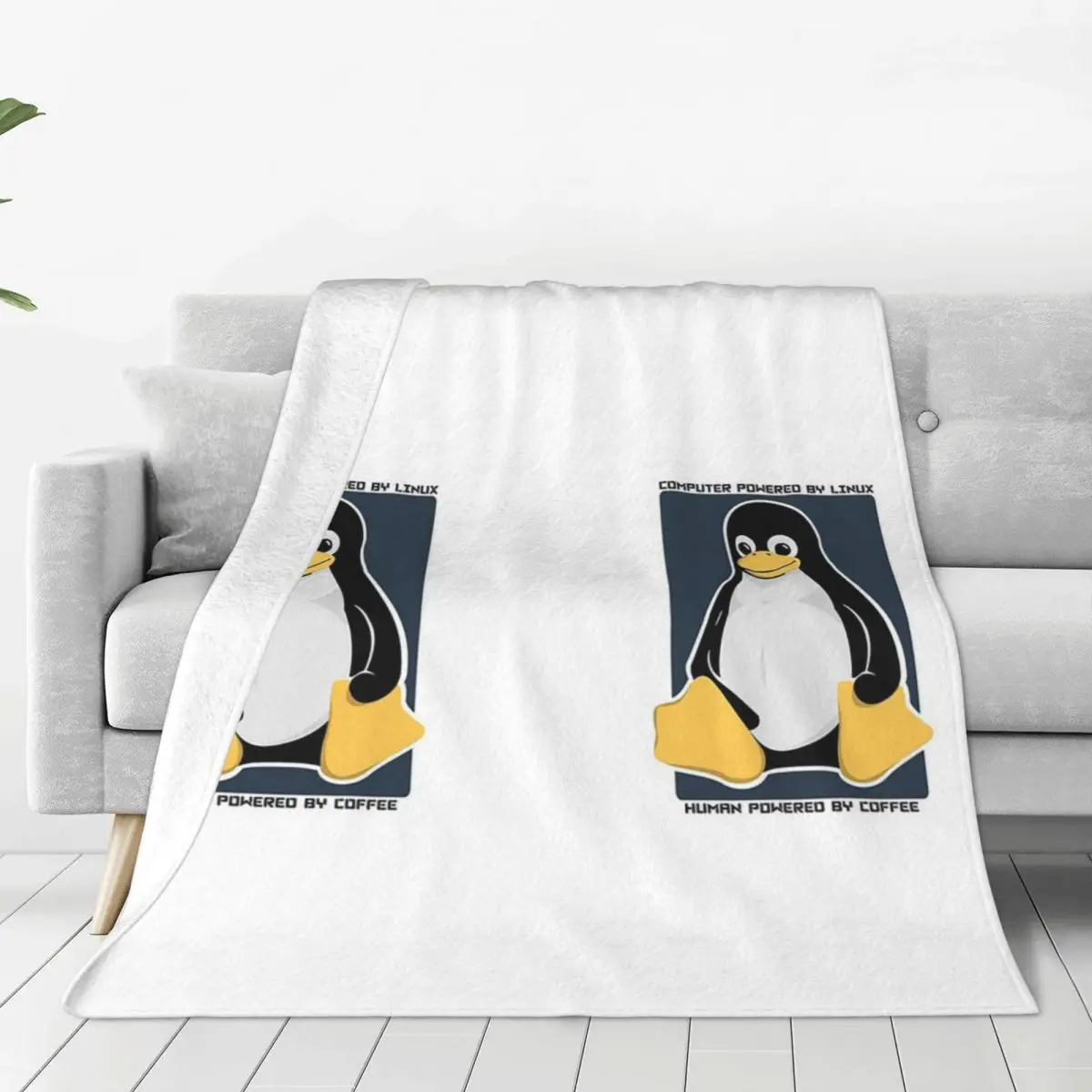 Linux Tux Penguin Power Blanket Soft Warm Flannel Throw Blanket Bedspread for Bed Living room Picnic Travel Home Sofa