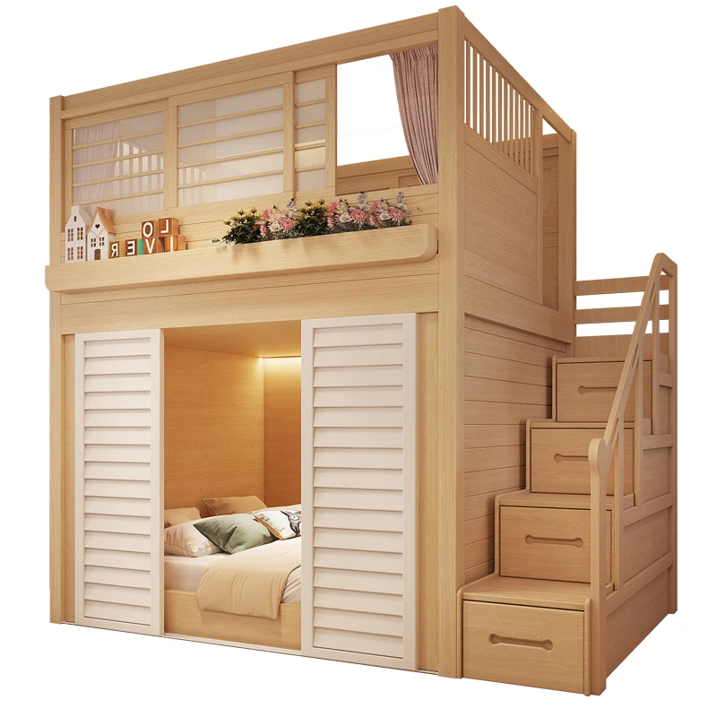 

2025 new adult small apartment type does not interfere with each other, double bunk bed, sister and brother separate bed with p