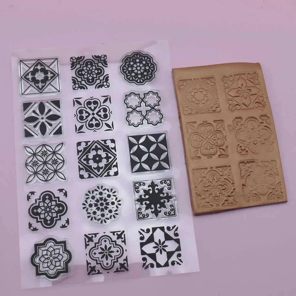 Baroque Morocco Square Mandala Lace Clay Stamp Designer DIY Pottery Polymer Clay Earring Jewelry Texture Emboss Mat Seal Art