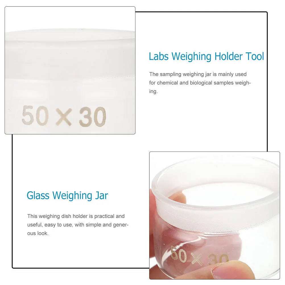 

3 Pcs Glass Weighing Jar Bottles for Laboratory Labs Experiment Tool Holder Useful Sampling