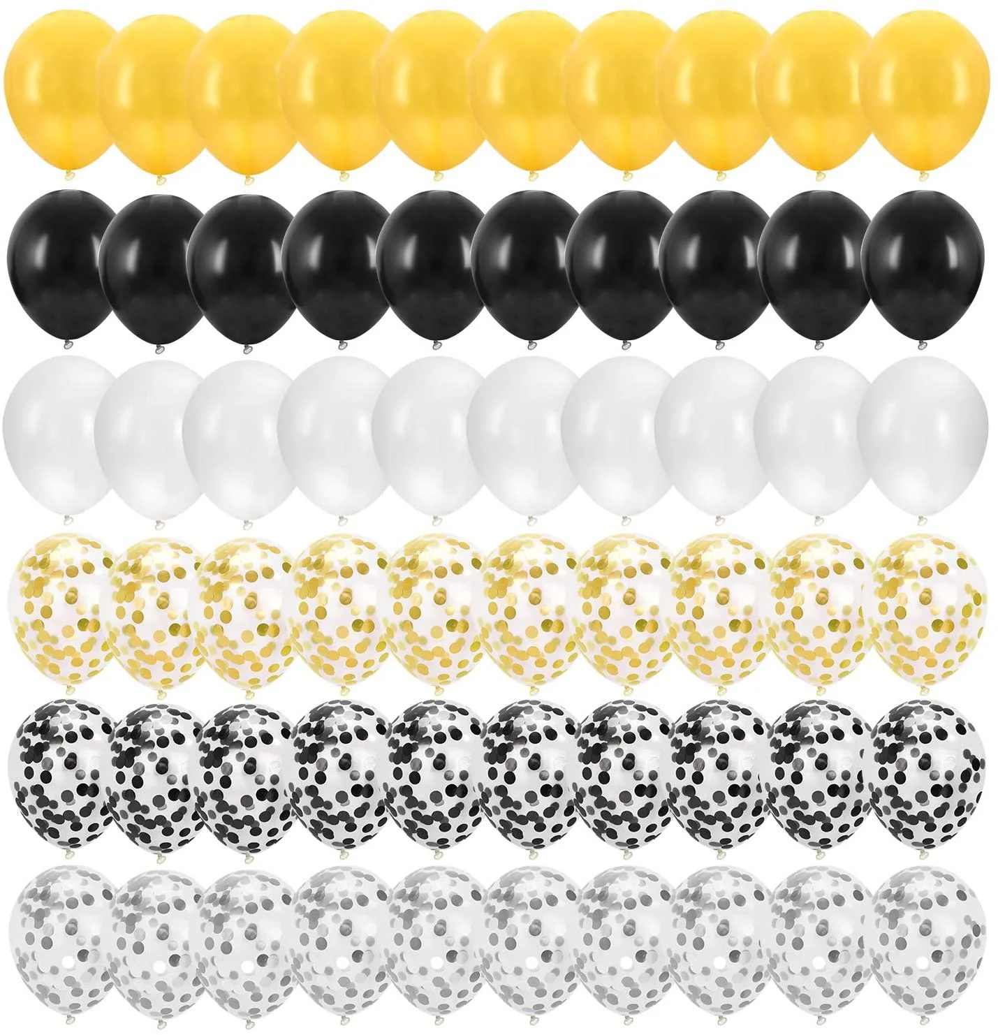 60 PCS 12 inches Gold,Black and White Party Balloons Decorations for Graduation Birthday Retirement New Year Wedding Anniversary