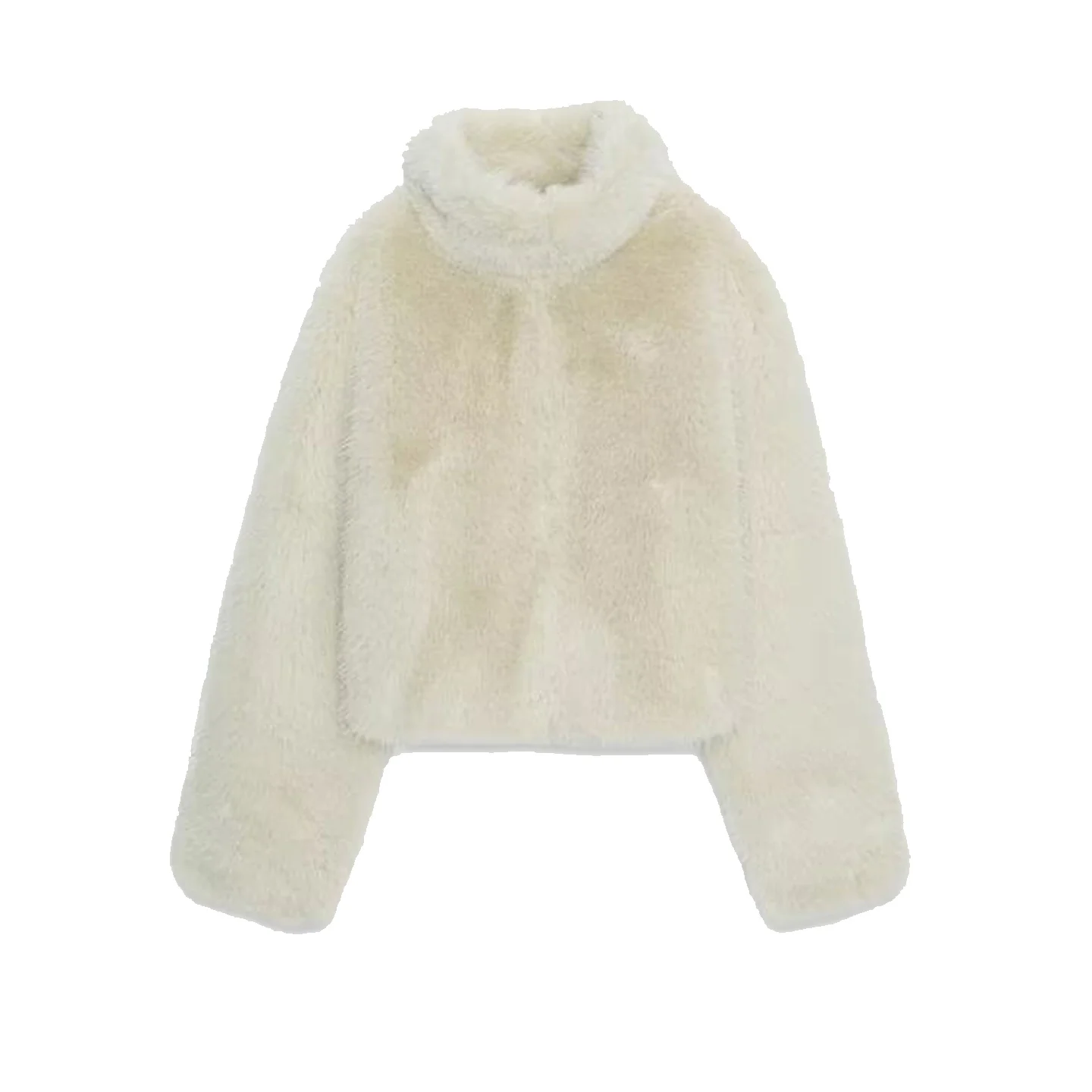 Z Women's Faion ort Coat Artificial Fur Effect Personali Youth Stand Fit Long Sve Stand Collar European Sle