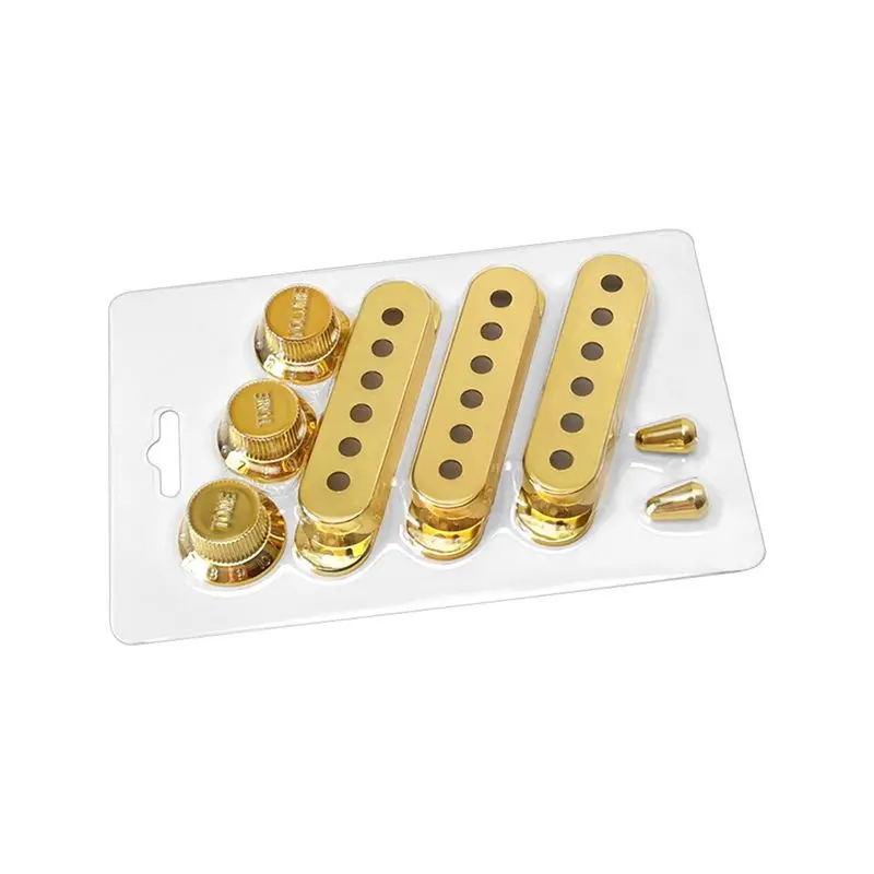 A64T 8-Piece Gold Guitar Pickup Shell Set for ST/SQ Electric Guitar, ABS Plastic Pickup Cover with Gear Switch Cap & Volume