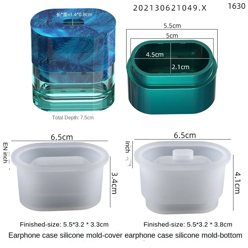 

Силиконовая эпоксидная форма может использоваться для изготовления чехла для наушников bluetooth, футляр для хранения, коробка для ювелирных изделий с крышкой