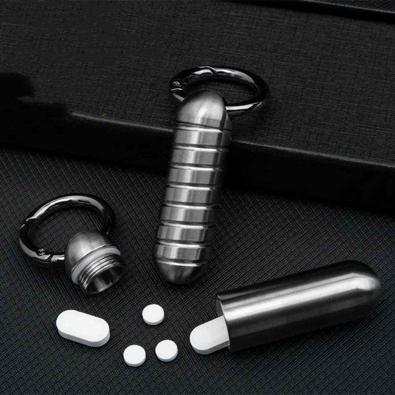 Titanium Alloy Portable Capsule Bottle Waterproof Canister Pillbox Outdoor EDC Supplies