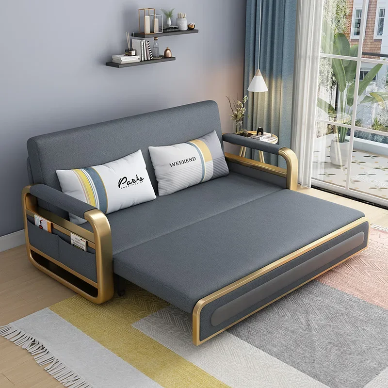 Dual-purpose simple multi-functional storage sofa bed retractable small apartment living room push-pull single double technology