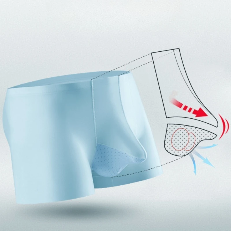 Man Summer Ice Silk Underwear Boxers Breathable Net Elephant Nose Panties Super Thin Underpants Soft Lingerie Nylon Penis Pouch