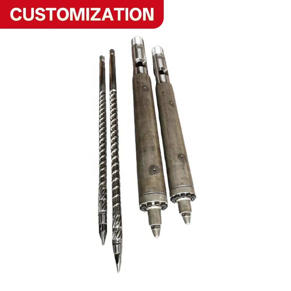 

Custom Injection Screw and Barrel for Injection Molding Machine moq 1pc Alloy steel Screw