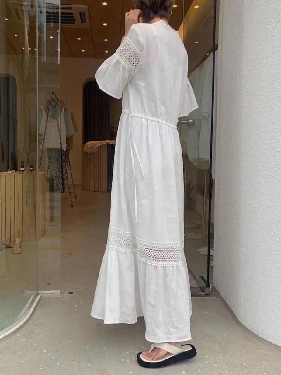 Ele Summer Lace Patchwork Lungo Allentato Dr Chic Vaion Sle Design unico Faion Dr 2025 Collezione estiva da donna